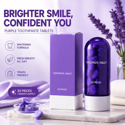 Purple Teeth Whitening Oral Cleaning Removal Toothpaste Tablets Improve Dental Yellowing Oral Care for Lasting Bright Smile